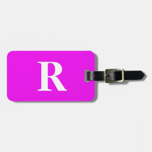 モノグラムイニシャル名テンプレート紫ホワイトかわいい ラゲッジタグ