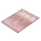 モノグラムイニシャル名バラ金ゴールドグリッタードライブ ノートブック (左側)