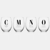 モノグラムイニシャル名パーソナライズされた結婚披露宴 ステムなしワイングラス (裏面)