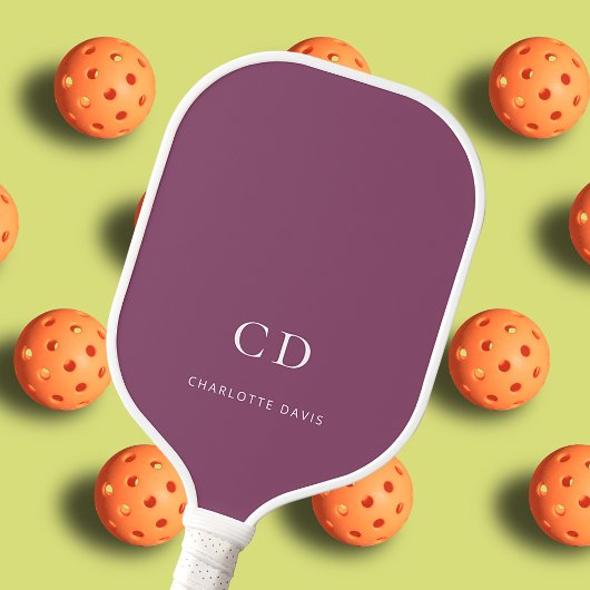 モノグラムイニシャル名パープルホワイト ピックルボールラケット