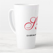 モノグラムイニシャル名プレインミニマルモダンリスト カフェラテマグ (左アングル)