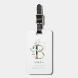 モノグラムイニシャル名ボタニックシック金ゴールド文字B ラゲッジタグ