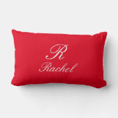 モノグラムイニシャル名レッドホワイトシンプルエレガント ランバークッション (裏面)