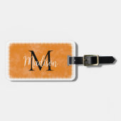 モノグラムイニシャル名前をカスタムするオレンジウォーター色 ラゲッジタグ (正面横)