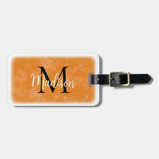 モノグラムイニシャル名前をカスタムするオレンジウォーター色 ラゲッジタグ (正面横)