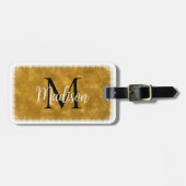 モノグラムイニシャル名前をカスタムするオレンジウォーター色 ラゲッジタグ (正面横)