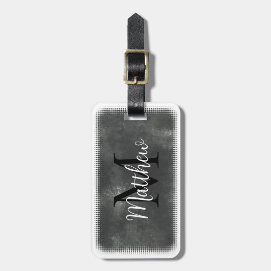 モノグラムイニシャル名前をカスタムするグレーウォーター色 ラゲッジタグ (正面縦)