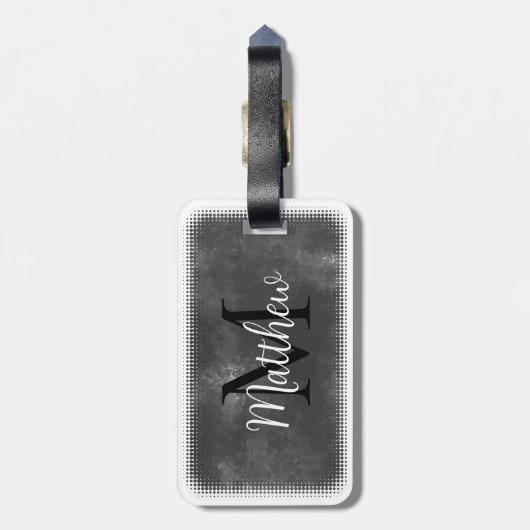 モノグラムイニシャル名前をカスタムするグレーウォーター色 ラゲッジタグ (裏面縦)