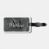モノグラムイニシャル名前をカスタムするグレーウォーター色 ラゲッジタグ (裏面横)