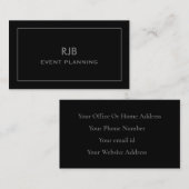 モノグラムイニシャル名前をカスタムするブラックグレーシンプル 名刺 (正面/裏面)