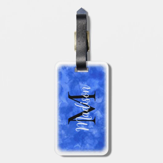 モノグラムイニシャル名前をカスタムするブルーウォーター色 ラゲッジタグ (裏面縦)
