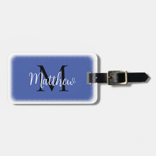 モノグラムイニシャル名前をカスタムするブルーラゲッジタグ ラゲッジタグ (正面横)