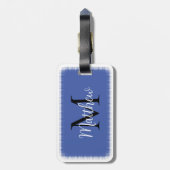 モノグラムイニシャル名前をカスタムするブルーラゲッジタグ ラゲッジタグ (裏面縦)