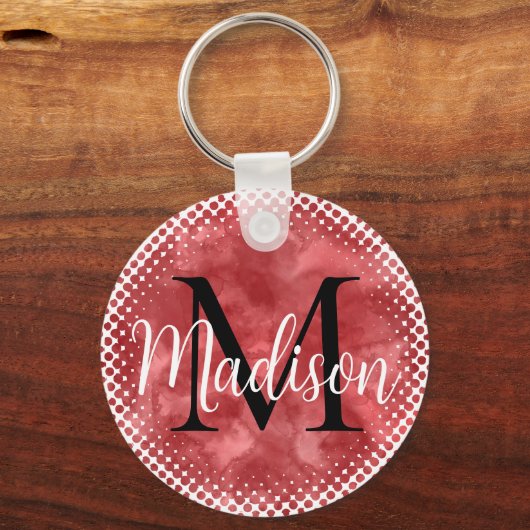 モノグラムイニシャル名前をカスタムするレッドウォーター色 キーホルダー (裏面)