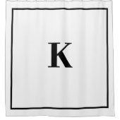 モノグラムイニシャル名前をカスタムする白黒かわいい シャワーカーテン (正面)