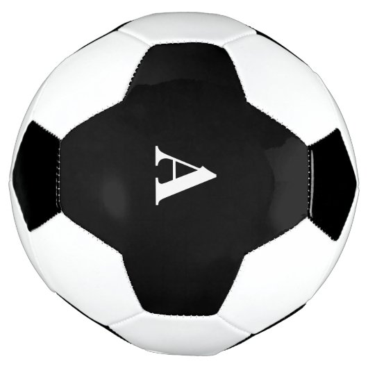 モノグラムイニシャル名前をカスタムする白黒ギフトプラ サッカーボール (回転)