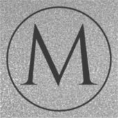 モノグラムイニシャル名前をカスタムする白黒グリッター シール (正面)