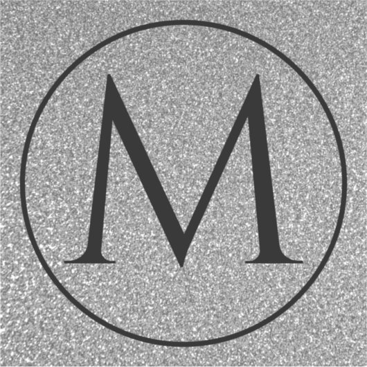 モノグラムイニシャル名前をカスタムする白黒グリッター シール (正面)