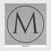 モノグラムイニシャル名前をカスタムする白黒グリッター シール (シート)