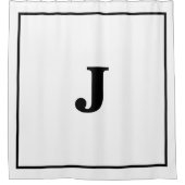 モノグラムイニシャル名前をカスタムする白黒デコール シャワーカーテン (正面)