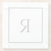 モノグラムイニシャル名前をカスタムする白黒トレンディー ガラスコースター (裏面)