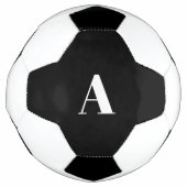 モノグラムイニシャル名前をカスタムする白黒賛成 サッカーボール (正面)