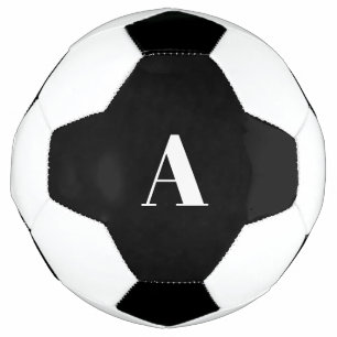モノグラムイニシャル名前をカスタムする白黒賛成 サッカーボール