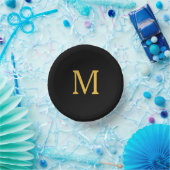 モノグラムイニシャル名前をカスタムする金ゴールドゴールデンブラック ペーパーボウル (パーティー)