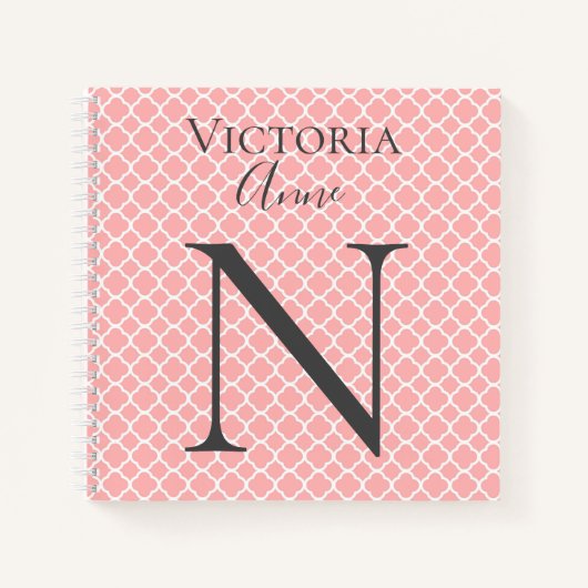 モノグラムイニシャル名抽象芸術 かわいらし ノートブック (正面)