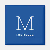 モノグラムイニシャル名深いブルーミニマルユニークリスト マグネット (正面)