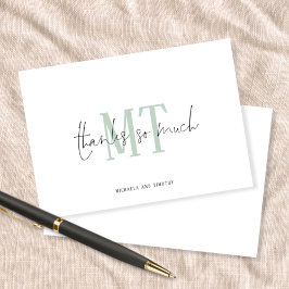 モノグラムイニシャル名結婚Sage感謝していの ノートカード