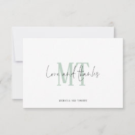 モノグラムイニシャル名結婚Sage's Thank You ノートカード