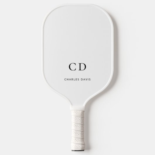 モノグラムイニシャル名（白） ピックルボールラケット (正面)