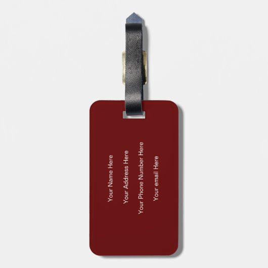 モノグラムイニシャル名Burgundy赤いギフトお願い ラゲッジタグ (裏面縦)