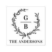 モノグラムイニシャル対リースエレガント セルフインキングスタンプ (デザイン)