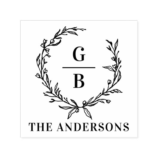 モノグラムイニシャル対リースエレガント セルフインキングスタンプ (デザイン)