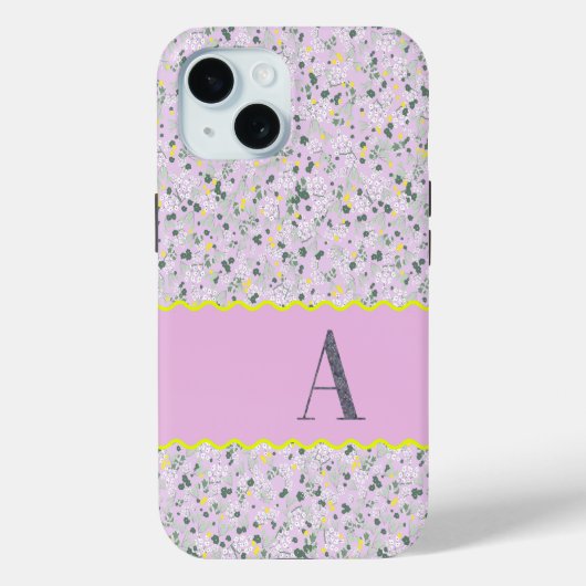 モノグラムイニシャル小さな花薄紫 Case-Mate iPhoneケース (裏面)