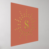 モノグラムイニシャル径日が差すことテラコッタ 箔ポスター (レイダウン)