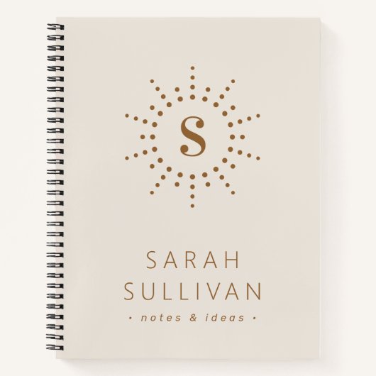 モノグラムイニシャル径日が差すこと中性アイボリー ノートブック (正面)