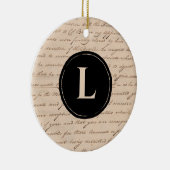 モノグラムイニシャル手書き紙アンティーク文字 セラミックオーナメント (右)