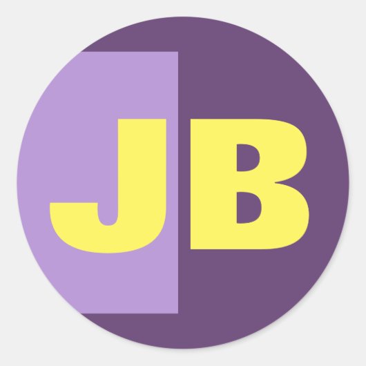 モノグラムイニシャル文字インディゴイエローミニマリスト ラウンドシール (正面)