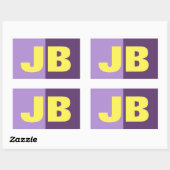 モノグラムイニシャル文字インディゴイエローミニマリスト 長方形シール (シート)