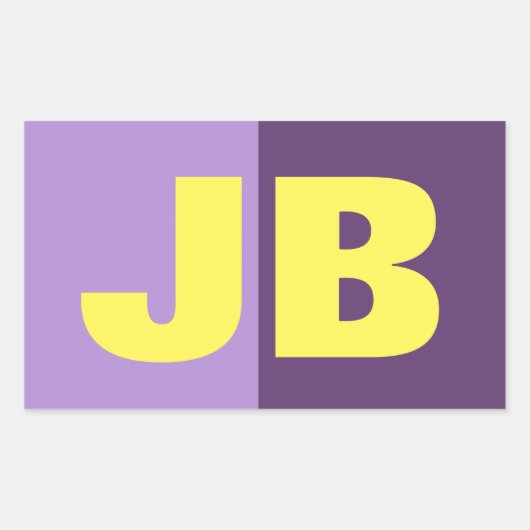モノグラムイニシャル文字インディゴイエローミニマリスト 長方形シール (正面)