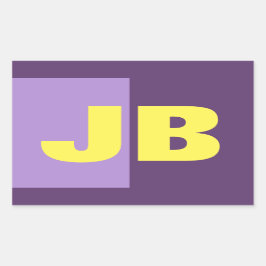 モノグラムイニシャル文字インディゴイエローミニマリスト 長方形シール