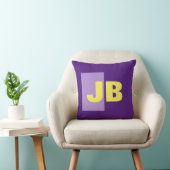 モノグラムイニシャル文字パープルイエローホワイト クッション (椅子)