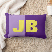 モノグラムイニシャル文字パープルイエロー ランバークッション (ブランケット)