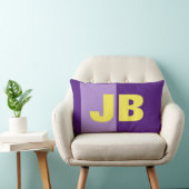モノグラムイニシャル文字パープルイエロー ランバークッション (椅子)