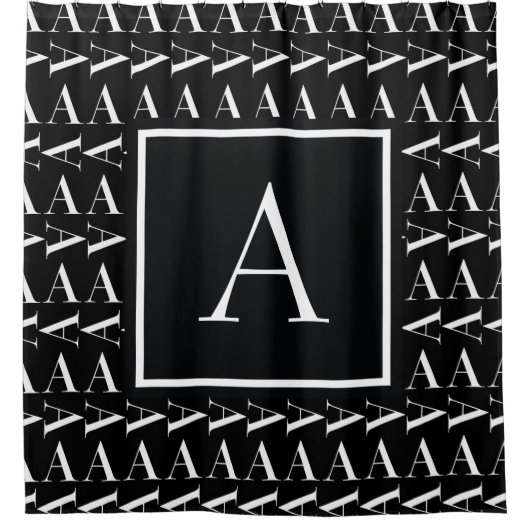 モノグラムイニシャル文字A シャワーカーテン (正面)