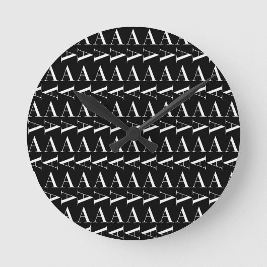 モノグラムイニシャル文字A、背景色の選択 ラウンド壁時計 (正面)