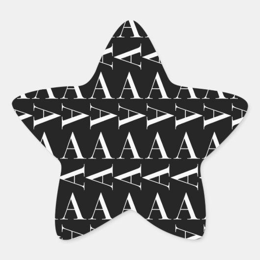 モノグラムイニシャル文字A、背景色の選択 星シール (正面)